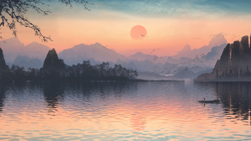 高清壁纸图片下载欣赏 绿色海洋 树 沙滩 圆形桥风景壁纸(好看的图像)(8)